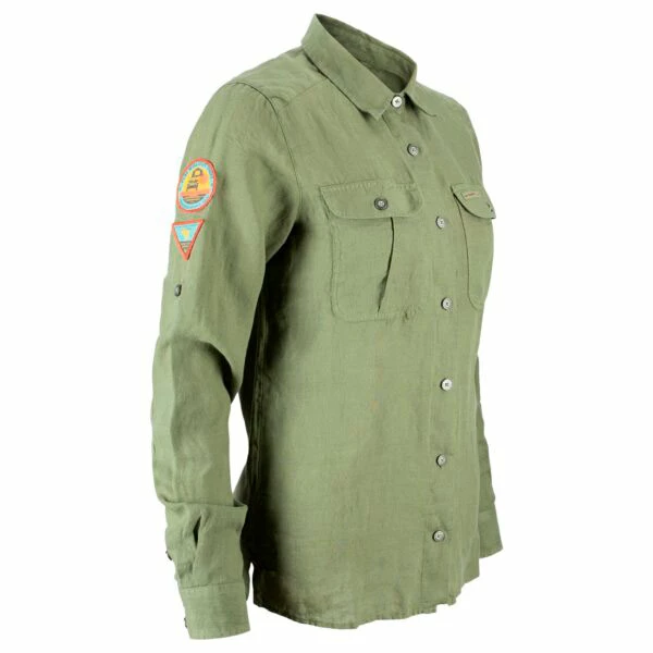 Amundsen Sports Safari Linen Shirt G. Dyed Womens (Leaf Green) 2 Amundsen Sports Safari Linen Shirt G. Dyed Womens (Leaf Green) - Bilde 2