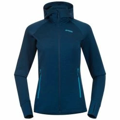 Bergans Cecilie Wool Hood Jacket (Deep Sea Blue)